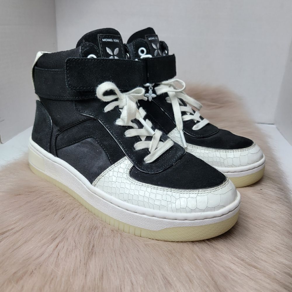 Michael Michael Kors Jaden Snake Print Leather High Tops Sneakers Size 6.5 - Picture 1 of 10